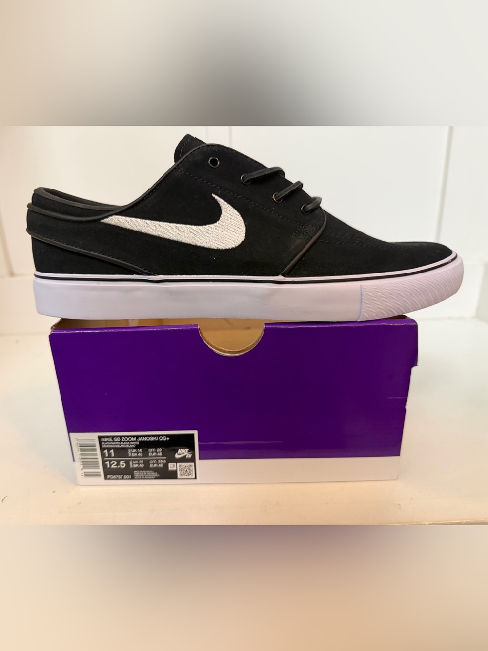 New Nike Zoom Stefan Janoski+ SB Shoes Black White FD6757-001 Mens Size 11